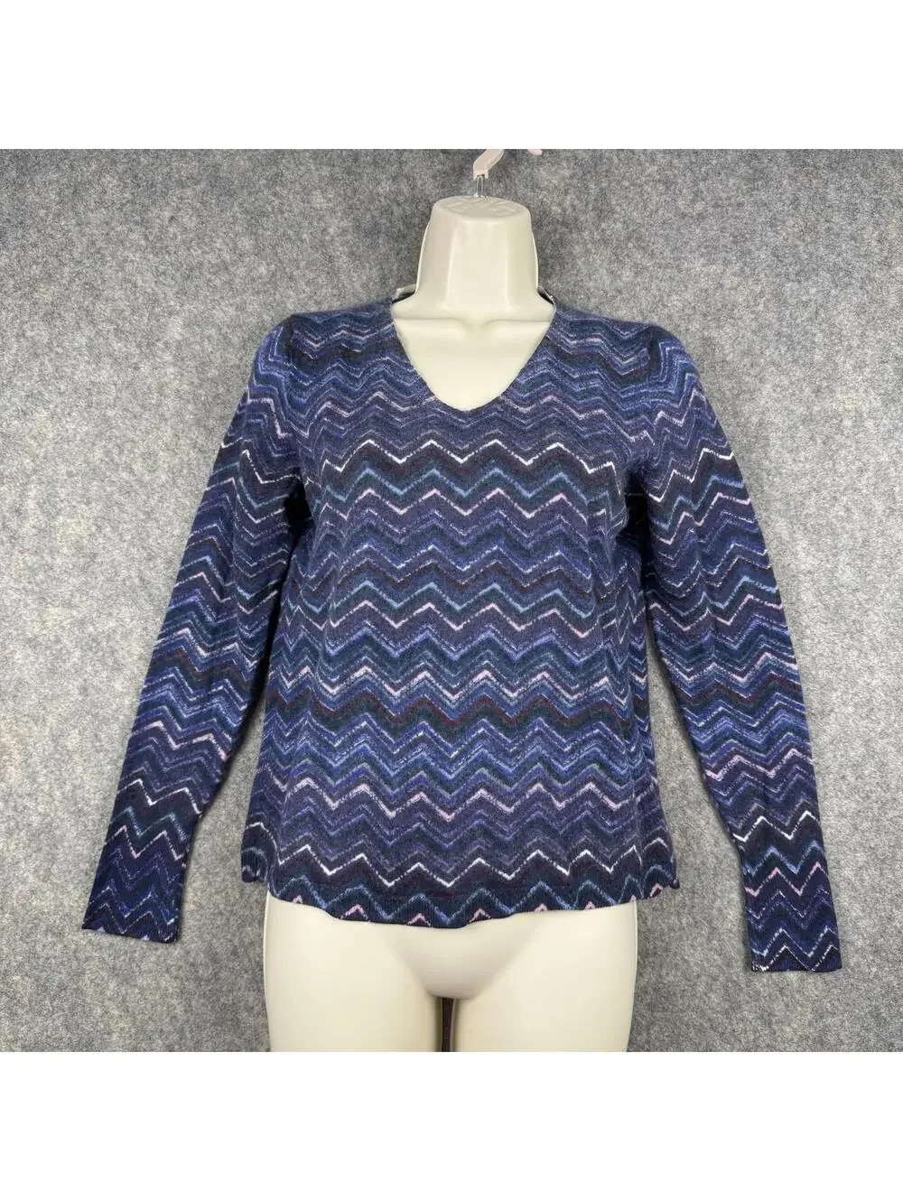 Merino Wool Sweater Purple Blue Green Pink Size Small Quiet Luxury Timeless 110